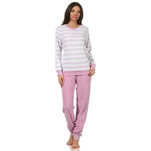 Badstof pyjama voor dames met manchetten, pyjama in elegante strepenlook - 202 201 13 362, lila, 36