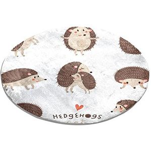 Leuke egel Emoticon Ronde Gebied Tapijt Slaapkamer Tapijt Shaggy Zachte Stoel Mat Wasbare Deurmat