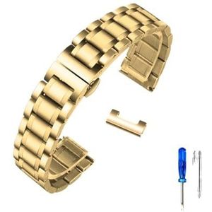 LQXHZ Gebogen Uiteinde Roestvrijstalen Horlogeband Compatibel Met Tissot 1853 T035 14/16/17/18/22/24 Mm Horlogeband Dames Heren Bandarmband (Color : Gold-Flat, Size : 20mm)