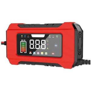 Auto-acculader 12V 6A Pulsreparatie LCD-scherm Smart Fast Charge AGM Deep Cycle GEL Loodzuurlader For Automotorfiets(Red)