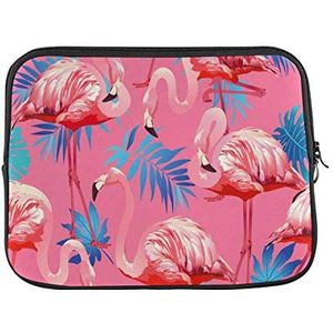 Laptophoes Flamingo Vogel en Tropische Bloemen Patroon Tablet Draagtas Cover Kras Veelkleurige Laptop Cover, Voor Laptop Computer, Notebook, 15In