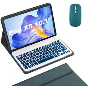 Toetsenbordhoes Voor Honor Pad X8 10,1 Inch, Magnetisch Afneembaar 7-Kleuren Verlicht Toetsenbord Met Beschermhoes, Bluetooth-Muis,Groen