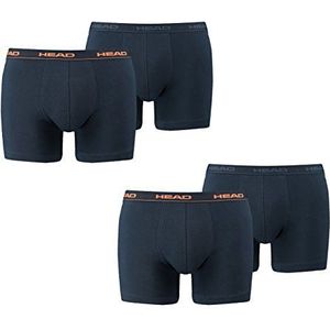 HEAD Heren Boxer Shorts Ondergoed 4 Pack Zwart 200, Pauw / Oranje/Donkere Constructie, L