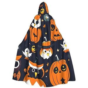 SSIMOO Halloween Uil Ghost Pompoen Volwassen Party Decoratieve Cape, Volwassen Halloween Hooded Mantel, Cosplay Kostuum Cape