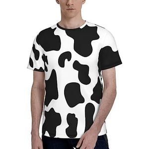 Standaard casual T-shirts met ronde hals, zwarte cartoon eenvoudige koe heren T-shirt voor dagelijks gebruik, kantoor, sportschool, Zoals getoond, M