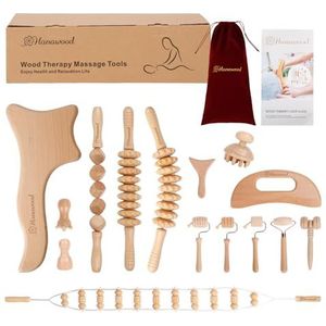 15 Stks Houttherapie Massage Gereedschap Set Maderoterapia Kit Therapie Gereedschap voor Lichaam Spier Pijn Verlichting Houten Lichaam Gezicht Beeldhouwen Gereedschap Hout Roller Massager, Fascia