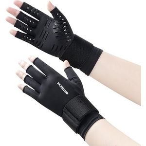 Dr.Welland Medische artritishandschoenen met riem, beste open vingerhandschoen handpolsondersteuning voor reumatoïde artritis