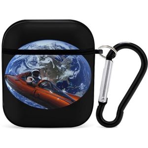 Starman In Space Leuke Case voor AirPods 2&1 Schokbestendige Beschermende Hoofdtelefoon Gevallen Cover Met Sleutelhanger voor Mannen Vrouwen