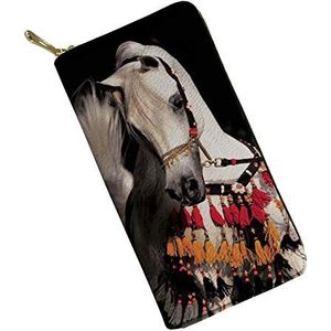 SEANATIVE Mode PU Lederen Portemonnee Clutch Bag Cash Opslag Portemonnee voor Vrouwen Dames Lichtgewicht, Schattig Paard Wit (wit) - 20201007-39