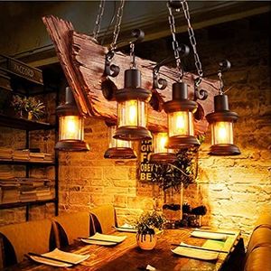 A.1.Coo Retro Plafondlamp Rustiek Loft Hanglamp Hout Decoratieve Hanglamp Metaal in Hoogte Verstelbare Hanglamp Voor Keuken Eetkamer Bar Restaurant Woonkamer Cafe Plafondlamp