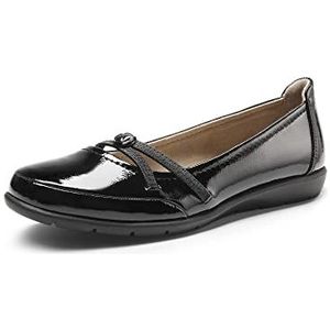 DREAM PAIRS Klassieke ballerina's voor dames, comfortabele platte schoenen met kruisband, Zwart Pat, 39 EU