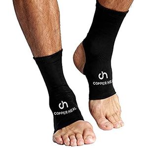 Enkelcompressiemouw van COPPER HEAL (paar) - Hoogste met koper doordrenkte sokken Steunzool Voetzwelling Achillespees Gewrichtspijn Plantaire fasciitis Sportblessure (XL)
