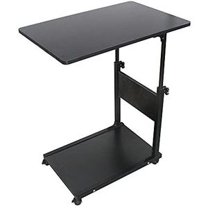 SHZICMY 6,5 kg bijzettafel, in hoogte verstelbare bijzettafel, draagbare salontafel op wieltjes, mobiele serveertafel, koffietafel, salontafel, nachtkastje, laptoptafel, 50 x 35 x (55 ~ 80) cm (zwart)