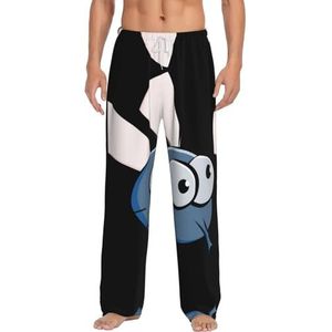 Insect Wings Ogen Cartoon Mannen Lange Lounge Wear Broek Nachtkleding Pyjama Bodems Nachtkleding Nachtkleding Met Zakken En Trekkoord, Wit, S