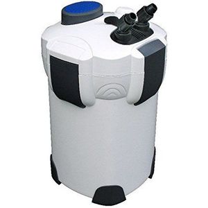 AquaOne Aquarium buitenfilter HW-302 1000 l/u, hoogwaardig filter voor aquaria tot 400 liter, pomp met filtermedia voor zoet- en zeewaterbekkens