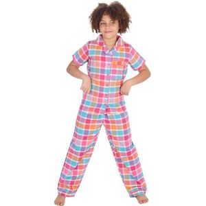 undercover lingerie Meisjes Kids Korte Mouw Jersey of Geweven Lange Pyjama PJ Set Nachtkleding, Roze (knop), 13 jaar