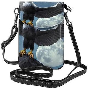 Eagle Under The Stars Crossbody-tas met ritssluiting, schoudertas voor dames met kaartsleuf, afneembare schouderriem, 19,2 x 12,5 cm., Zwart, Eén maat