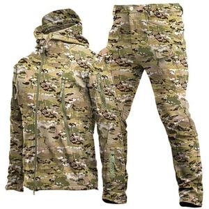 SAYEYBU Men's Outdoor Tracksuit, Waterproof Jacket and Trouser Suit Set Rainsuit Wind Resistant Lightweight & Breathable Rain Coat for Riding Hiking Fishing Camping,Camouflage b,L