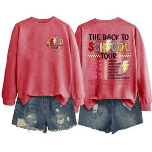 MLZHAN ABCD The Back To School Tour in Front Print Dames Sweatshirt The Back To School Tour Bruh We Back The Back The Back Print Shirt (Rood, XL), Rood, XL