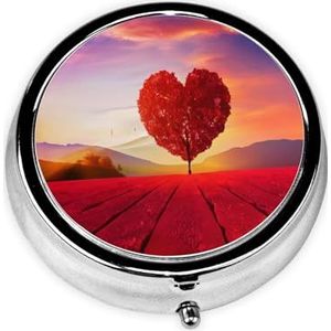 Ronde pillendoos, hartvormige bloem, 3 compartimenten, medicijnpillenetui, waterdicht, zakpillenorganizer, draagbaar, voor pillendozen in zak of portemonnee