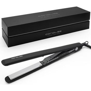 Corioliss C3 | Professional Hair Straightener | Extra lange Titanium Platen | Perfect voor steilen en krullen | Tot 235º | Ionisch | Antifrizz | Zwart Chroom Soft Touch