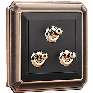 Wandschakelaar, bedieningsschakelaar Zwart mat Retro schakelaar 2-weg Retro tuimelschakelaar 86 Wandcontactdoos Paneelschakelaar 110-250V