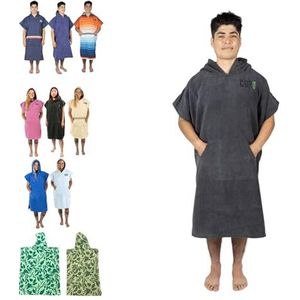 COR Surf Poncho Omkleedhanddoekbadjas met capuchon en voorzak | Dikke sneldrogende microvezel wetsuit poncho handdoek voor surfen strand, zwembad, zwemmen (Large, donkergrijs)