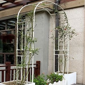 Outdoor tuinboog loopbrug, metalen rozenboog, wijnstokken klimbogen, pergola-prieel weerbestendig, voor gazon, achtertuin, terrasfeest, decoratief latwerk, eenvoudige montage (kleur: wit, maat: 250