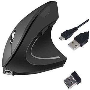 Verticale ergonomische draadloze USB-muis, oplaadbaar, 2,4 G, hoge precisie, verstelbaar, 800/1200/1600 dpi, 5 knoppen voor pc/laptop/Mac