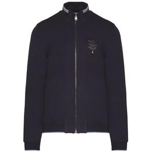 Aeronautica Militare Sweatshirt met pijlen, driekleurig, van stretchkatoen, marineblauw, Blauw, XXL