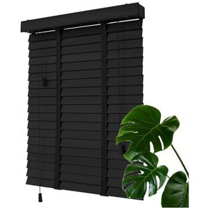 Verduisterende jaloezieën, houten horizontale jaloezieën voor ramen, massief houten jaloezieën, jaloezieën met 50 mm latten, BxH-80 x 140 cm/31,5 x 55 inch