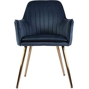 GEIRONV 1 Stuk Zachte Fluwelen Eetkamerstoel,Metalen Poten Computer Stoel voor Hotelonderhandeling Condominium Lounge Stoel 51×56×85 Cm Eetstoelen (Color : Blue, Size : 51x56x85cm)