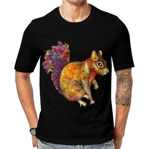 Kleurrijke eekhoorns heren korte mouw grafisch T-shirt ronde hals print casual tee tops M