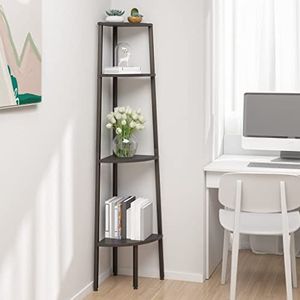 XGWKCNV Rekken 4-Tier Hoekplank Zwart 45,5x31,5x150 cm Boekenkasten & Staande Planken