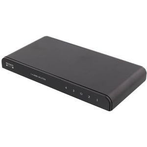 DELTACO HDMI-246 HDMI-splitter, 1 apparaat op 4 beeldschermen, HDMI 2.0, 4K, UltraHD, 3D, HDCP 2.2 zwart