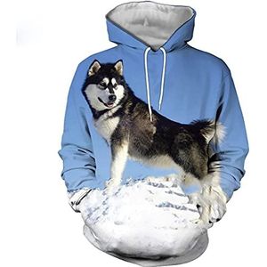 Herfst Mannen Vrouwen Sweatshirt 3D Print Animal Siberische Husky Hoodies Lange Mouw Hip Hop Pullover, Stijl 02, XL