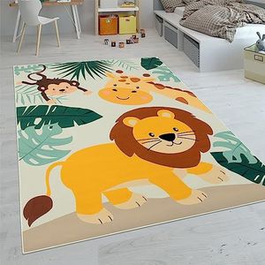 Vloerkleden Voor Kinderen Laagpolige Vloerkleden Voor Kinderkamer Met Versch. Designs Speelvloerkleden Meerkleurig, Maat:140x200 cm, Kleur:Beige 3