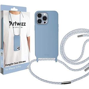 Artwizz HangOn Case compatibel met [iPhone 13 Pro], elastische beschermhoes van siliconen om te hangen met koord, Nordic Blue