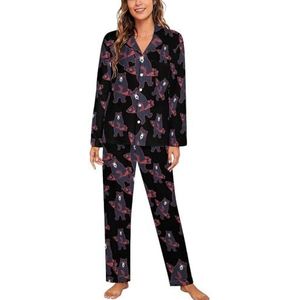 Bear Surfer pyjama met lange mouwen voor vrouwen, klassieke nachtkleding, nachtkleding, zachte pyjama's, loungesets