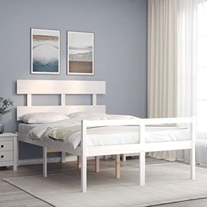 XGWKCNV Furniture select-Senior Bed zonder Matras Wit 120x200 cm Massief Hout