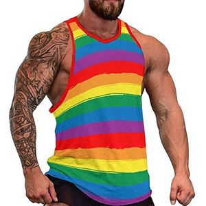 Regenboog Gestreepte LGBT Vlag Mannen Tank Top Mouwloos T-shirt Trui Gym Shirts Workout Zomer Tee