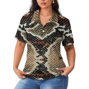 Snake Skin Pattern Dames Poloshirts met korte mouwen Casual T-shirts met kraag Golf Shirts Sport Blouses Tops 2XL