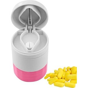 Reispillendoos, pillendoosje voor op reis,Kleine pillenorganizer met pillensnijder - Duurzame compacte pillencontainer, gemakkelijk te gebruiken en mee te nemen voor op reis Fellflying