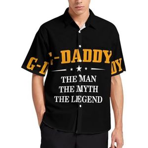 G-daddy The Man The Myth The Legend Zomer Herenoverhemden Casual Korte Mouw Button Down Blouse Strand Top met Zak XL