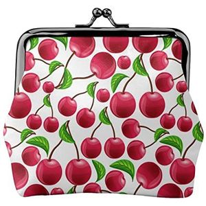 Pink Candy Coin Purse,Lederen Portemonnee voor Vrouwen Mannen, Persoonlijke Kleine Coin Bag, Leuke Coin Pouch met Kiss Lock, rode kersen, Eén maat, Schattig