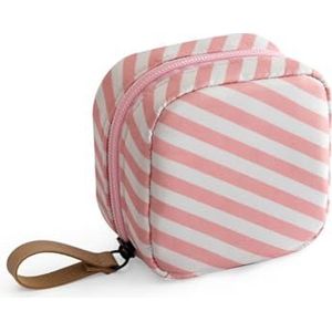 Vrouwelijke Mini Cosmetische Tas Modieuze Container Outdoor Meisjes Effen Kleur Pouch Make-up Reizen Schoonheid Organizer Roze Wit, Roze Wit, as description, als beschrijving