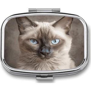 Mooie Siamese Kat Pillendoos Pil Case Leuke Pil Organizer Pil Houder Geneeskunde Pil Organizer Pil Container Dagelijkse Pil Organizer Kleine Pillendoos Pil Case voor Portemonnee Pocket