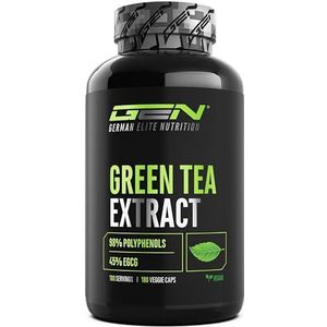 Groene Thee Extract - 180 capsules - Extra hoge dosering met 750mg groene thee-extract per capsule - 95% polyfenolen & 45% EGCG - Groene thee zonder ongewenste toevoegingen - Veganistisch