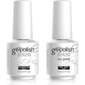 Vishine 15 ml, basislak & topcoat nagellakset, onderlak en afwerking, semi-permanent, manicureset, 2 stuks