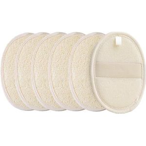 [Pack van 6] Loofah Spons Pads Natuurlijke Organische Bad Luffa Sponzen Pads Natuurlijke Bad Douche Loofah Body Scrubbers Sponzen voor het exfoliëren van je huid, Unieke Spa Ervaring, met Linnen Sack